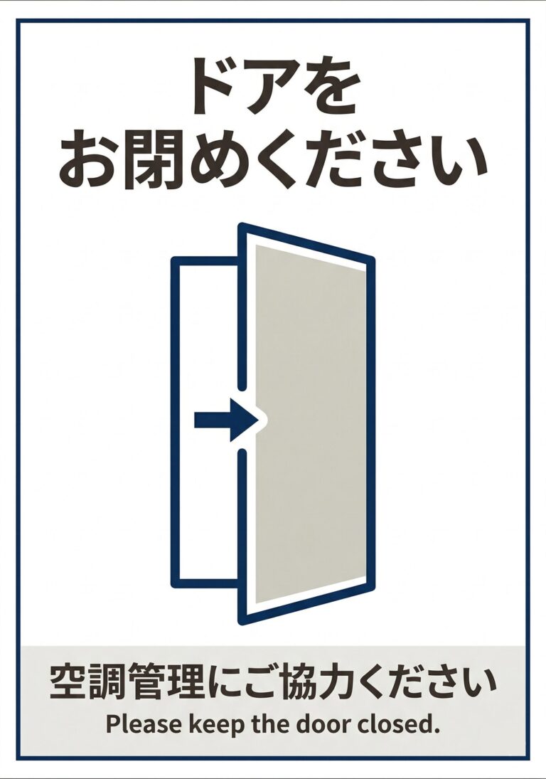 ドアをお閉めください（空調管理）