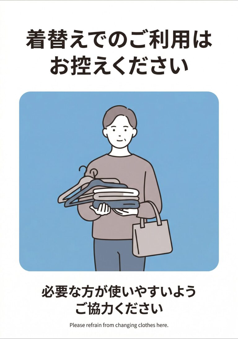 着替えでのご利用はお控えください