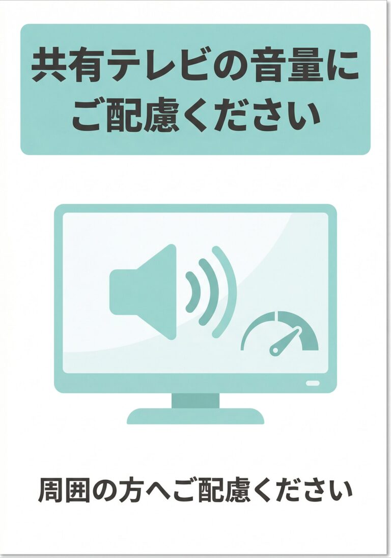 共有テレビの音量にご配慮ください
