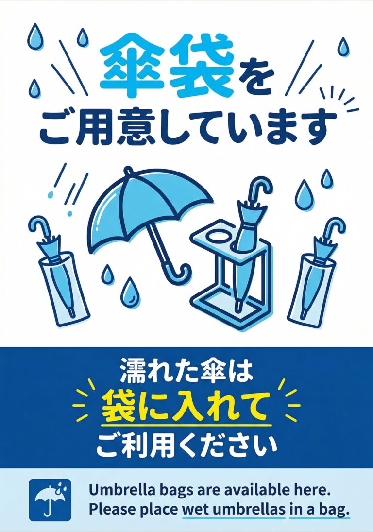 傘袋ご用意しています