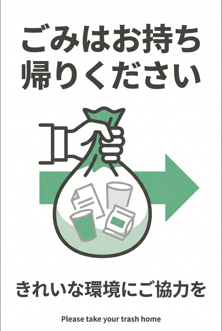 ゴミはお持ち帰りください