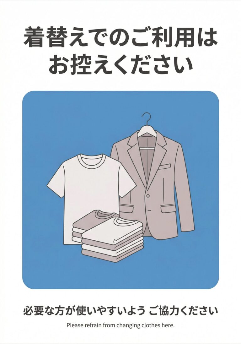 着替えでのご利用はお控えください
