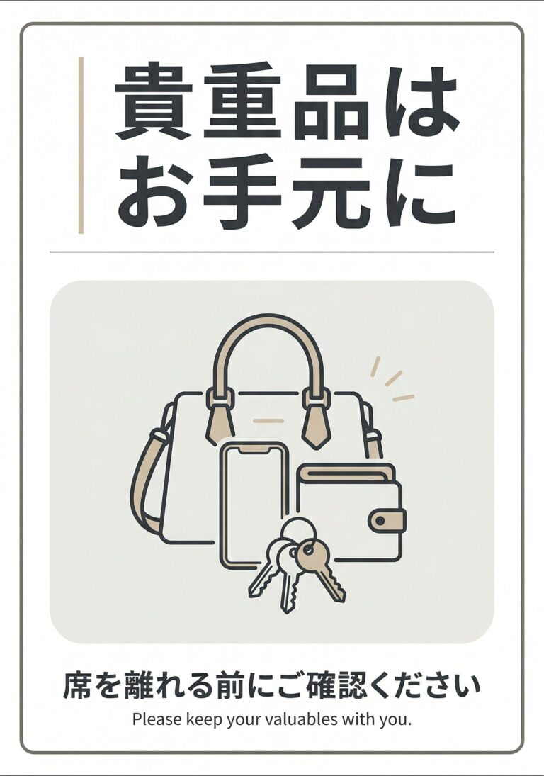 貴重品はお手元に
