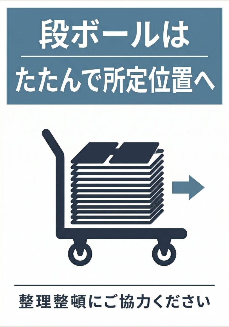 段ボールはたたんで所定位置へ