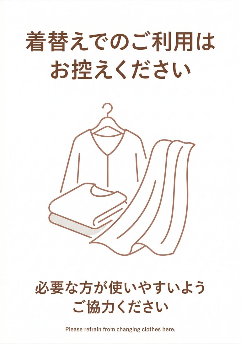 着替えでのご利用はお控えください