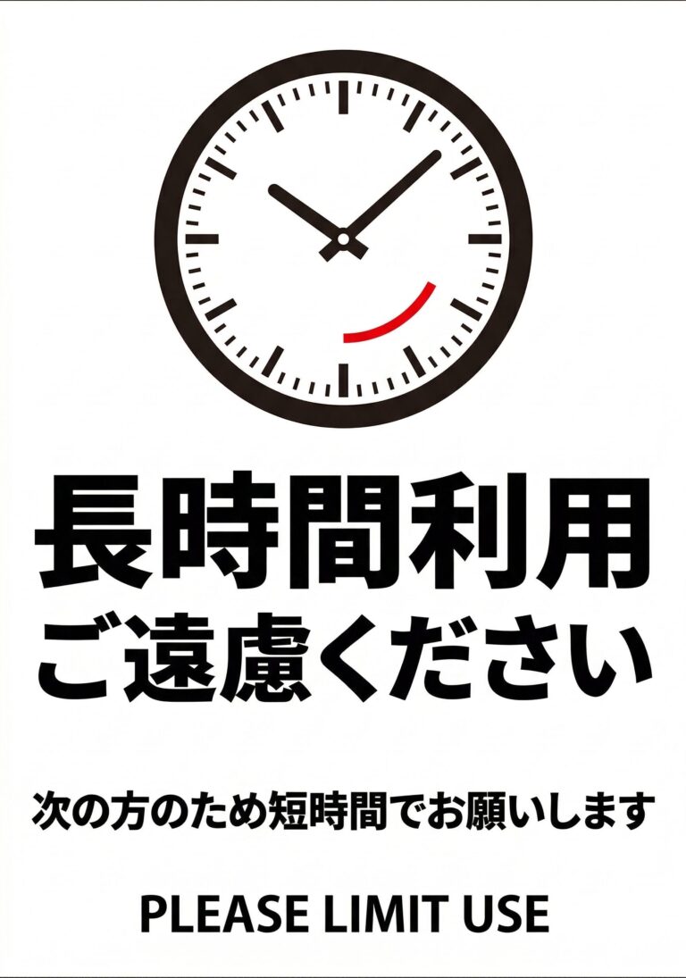 長時間利用ご遠慮ください