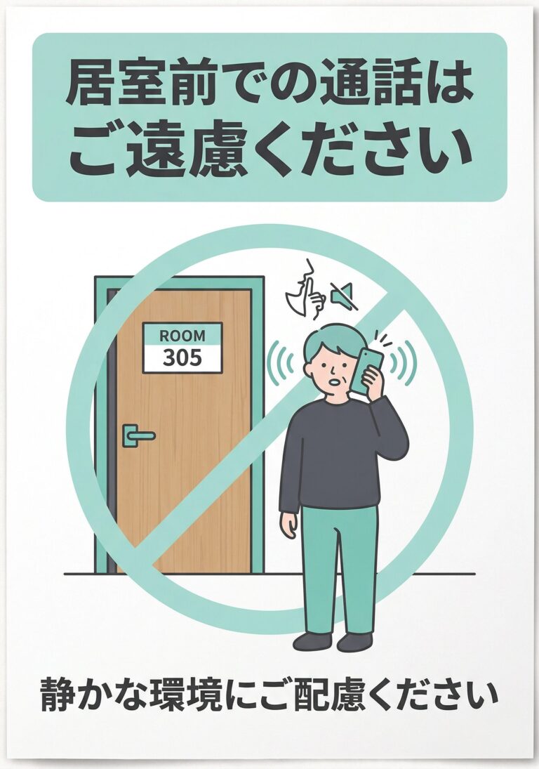 居室前での通話はご遠慮ください