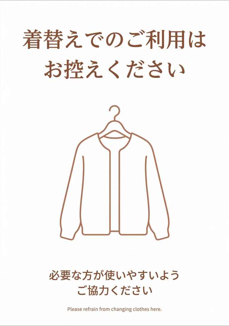 着替えでのご利用はお控えください