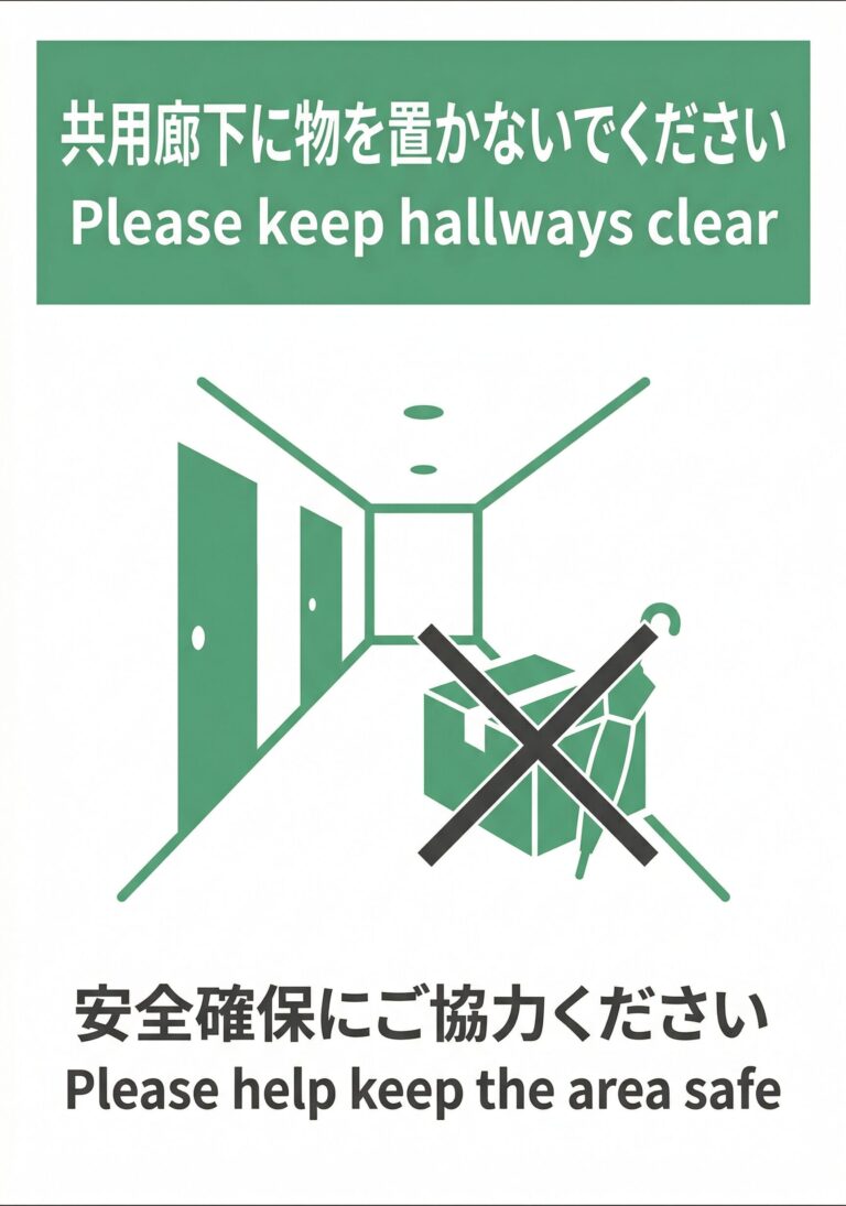 共用廊下に物を置かないでください