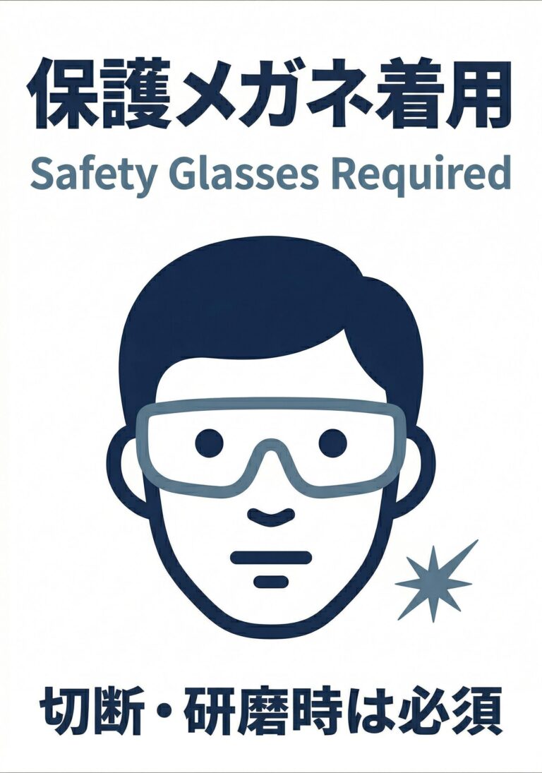 保護メガネ着用