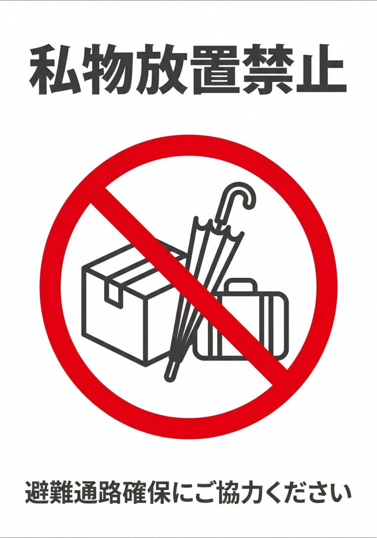 私物放置禁止｜共用廊下向け張り紙