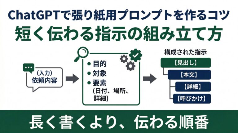 ChatGPTで張り紙用プロンプトを作るコツ。短く伝わる指示の組み立て方