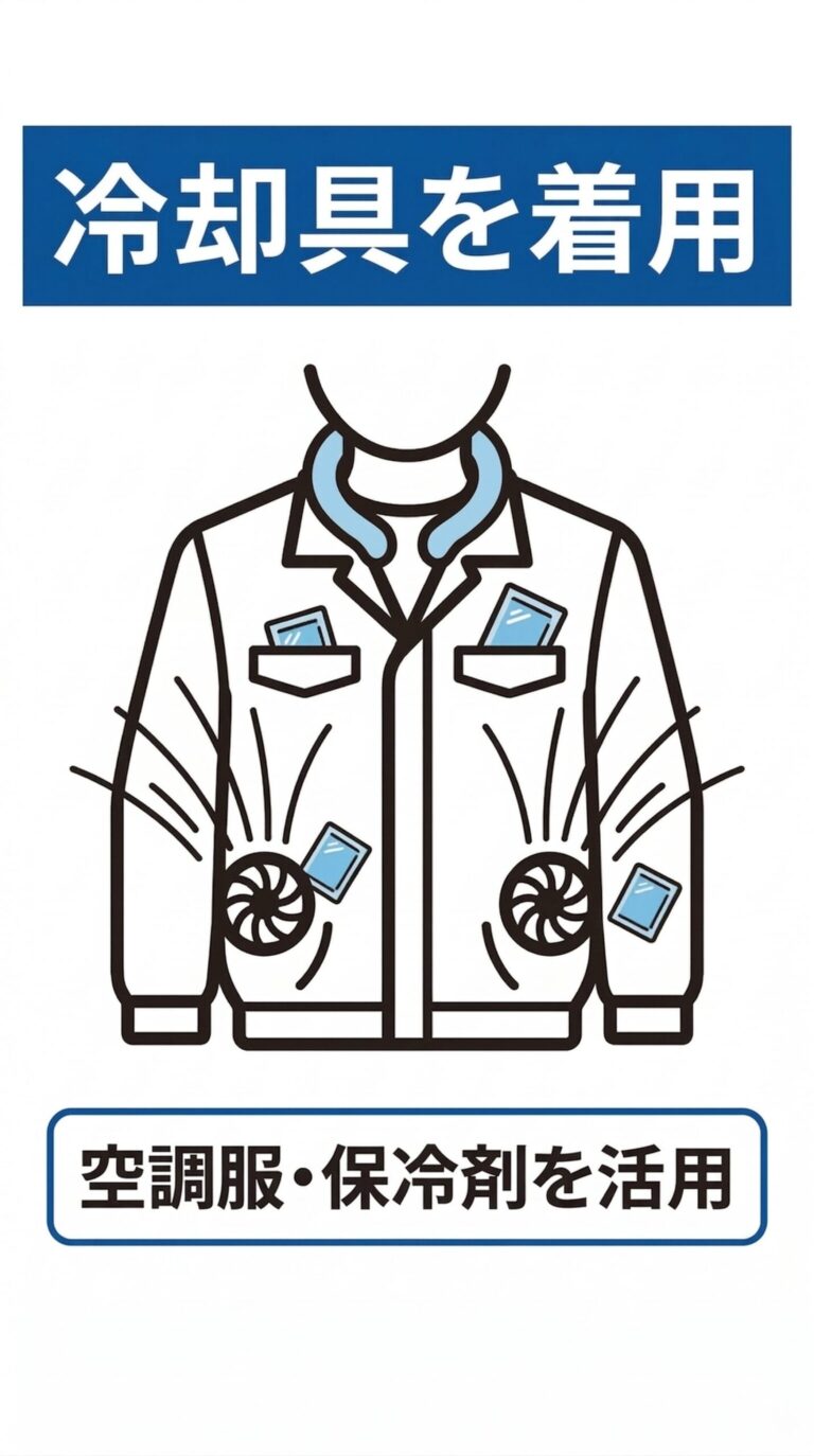 工事現場で使う「冷却具を着用」張り紙デザイン
