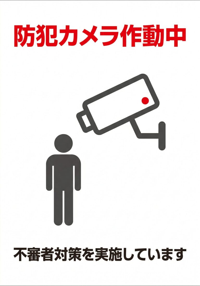 工事現場向け「防犯カメラ作動中」張り紙