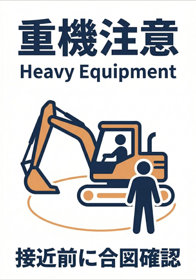 重機注意の張り紙