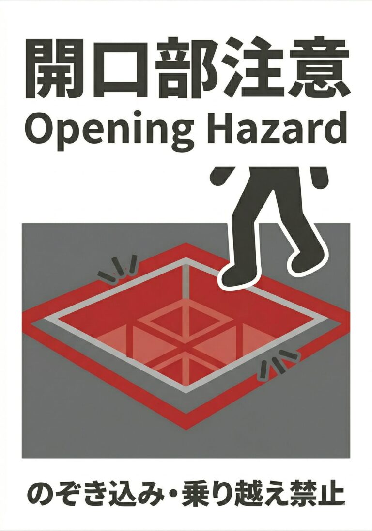 開口部注意の張り紙