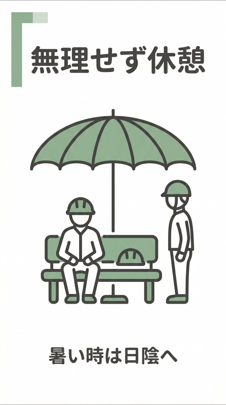 工事現場で使う「無理せず休憩」張り紙デザイン