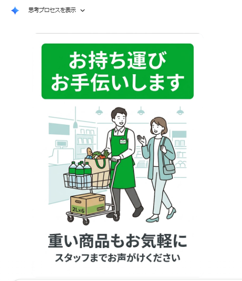 グリーンを基調にした持ち運びお手伝いの張り紙デザイン